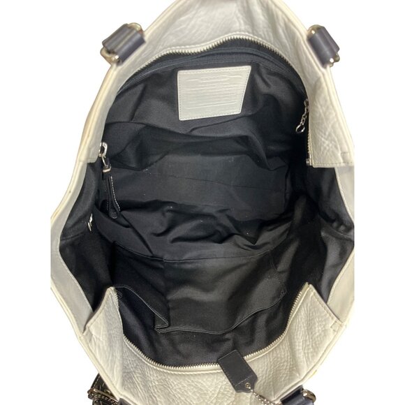 Coach Hamilton Tote Bag Pebble Leather Off-White With Black Handles - Picture 6 of 8